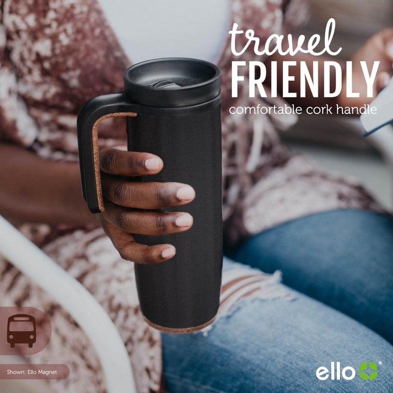 Ello Magnet 18oz Stainless Steel Travel Mug with Handle and Leak Proof Lid | Vacuum Insulated Coffee Cup Keeps Drinks Hot for 5 Hours | BPA Free Tumbler with Built In Coaster, Poseidon - Image 4